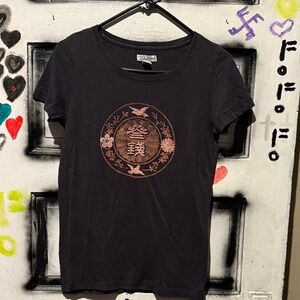 Lucky Brand Black Tee with Pink Graphic